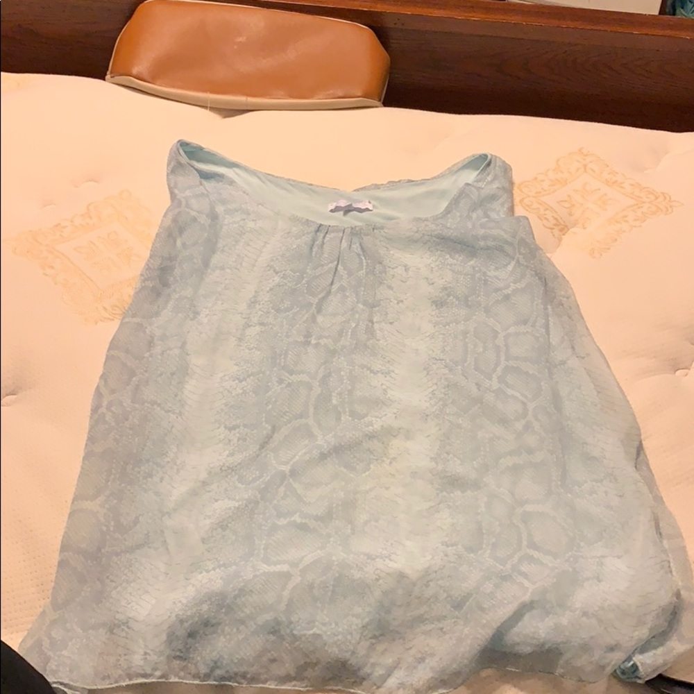 Large baby blue snake print blouse